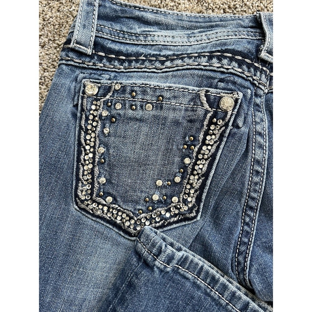 Miss Me Blue Boot Cut Jeans with Silver Accents - Picture 6 of 16